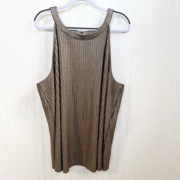 Torrid Gold Pleated Metallic Knit High Neck Sleeveless Tank Women’s Plus Size 5X - Picture 3 of 7